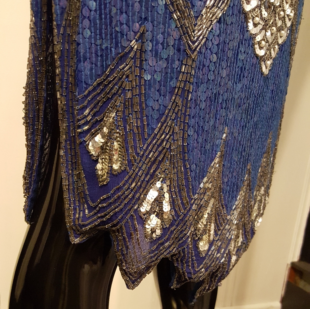 SAKS FIFTH AVENUE full Sequin Blue Dress - Picture 5 of 11